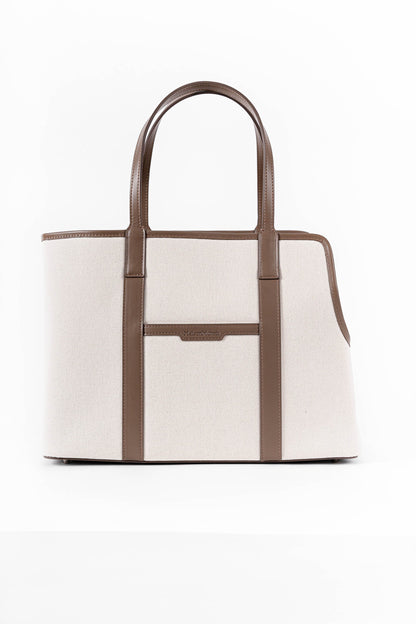 The London Tote Bag — White/Cocoa Maison Munch